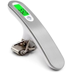 digital luggage weighing scale 50kg portable travel weight scale for luggage scale heavy duty handheld weighing scale luggage with lcd display battery included ideal for travel & airport use